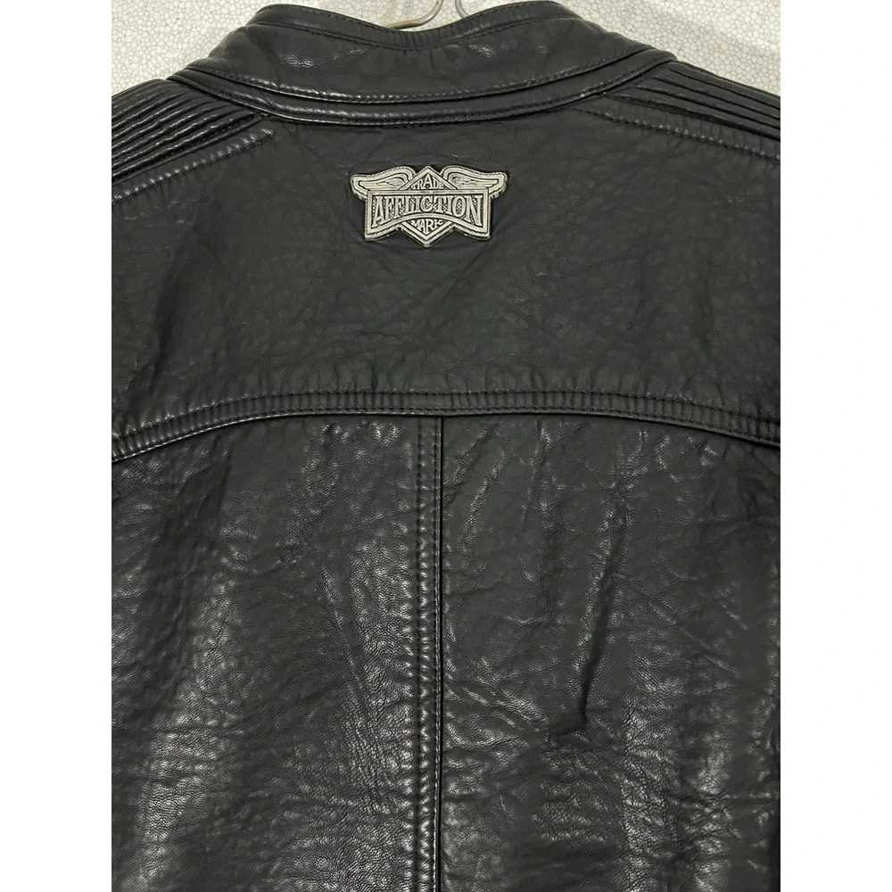 Affliction Limited Edition Polyurethane Moto Jacket Black Heavy Padding Grunge